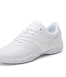 cheap -Unisex Dance Sneakers Cheer Shoes HipHop Disco Dance Practice Trainning Dance Shoes  Cheerleading Heel Flat Heel Lace-up White
