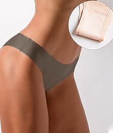 billige -kvinners usynlige sømløse undertøy is silke yoga halv rygg dekke truser ren farge basis truse