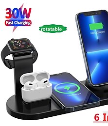 cheap -Wireless Charger Stand 6 in 1 QI Wireless Charging Station Dock for Iwatch iPhone Airpods Compatible with iPhone iPhone 14 13 12 11 Pro Max Mini X XS XR 8 7/Samsung S22/S21