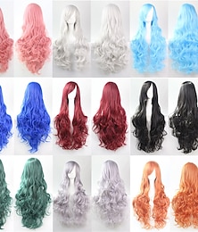 baratos -Peruca cos peruca 80cm de comprimento cabelo encaracolado seda de alta temperatura cabelo encaracolado multicolorido anime