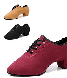 זול -יוניסקס נעליים לטיניות התאמן בנעלי נעלי ריקוד הדרכה בבית סוליה חצויה עקב עבה בוהן סגורה מבוגרים אדום כהה שחור חום