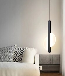 billige -20 cm led pendel lys nordisk svart hengelys med hvit lampeskjerm spisestue kontor soverom enkel geometrisk metall svart led moderne 220-240v