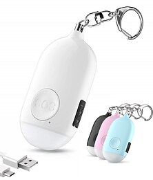 abordables -Autodéfense pour femme alarme personnelle porte-clés usb rechargeable 130 db fort alarme de sécurité sifflet avec lumière led bouton de panique ou goupille dispositif d'alarme porte-clés