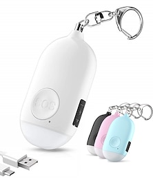 abordables -Autodéfense pour femme alarme personnelle porte-clés usb rechargeable 130 db fort alarme de sécurité sifflet avec lumière led bouton de panique ou goupille dispositif d'alarme porte-clés