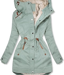 abordables -Femme Manteau d'hiver Veste d'Hiver Parka Coupe Vent Chaud Plein Air Casual du quotidien Casual Quotidien Zippé Bouton fermeture Éclair Sweat à capuche Décontractées Style de rue Plein Standard