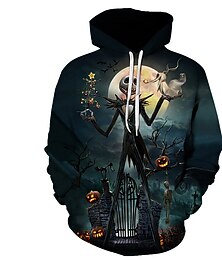preiswerte -Anime 3D Bischofsärmel Kapuzensweatshirt Cartoon Manga Totenkopf Tod Ausfall Fronttasche Grafik für Paar Herren Damen Erwachsene 3D-Druck  für Halloween Karneval Maskerade
