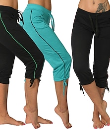 billige -yogabukser for kvinner snøring magekontroll rumpeløft høy midje yoga fitness treningsstudio trening capri leggings underbukser striper fiolett svart grønn sport aktivtøy stretchy skinny / atletisk /