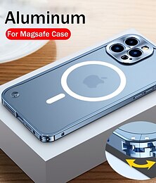 cheap -Phone Case For iPhone 15 Pro Max Plus iPhone 14 13 12 11 Pro Max Plus Mini Back Cover With Magsafe Translucent Matte Frosted Shockproof Aluminum Alloy PC