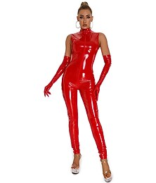 preiswerte -Tanzbekleidung Exotische Tanzkleidung Stangentanz Gymnastikanzug / Einteiler Metallkette Pure Farbe Farbaufsatz Damen Leistung Ausbildung Ärmellos Hoch PU