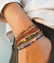 abordables -Bracelet Femme Classique Précieux Personnalisé à la mode Bracelet Bijoux Rose+Blanc Blanc + Rose Couleur blanche AB Forme Géométrique pour Mariage Cadeau