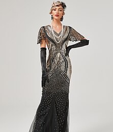 cheap -Roaring 20s 1920s Cocktail Dress Flapper Dress Dress Masquerade The Great Gatsby Charleston Wedding Guest Sequins Normal Women's Carnival Masquerade Carnival Wedding Wedding Guest Adults' Dress