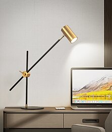 economico -lampada da scrivania/tavolo, finitura ottone opaco, regolabile in altezza, bilanciere, interruttore on/off basculante in linea