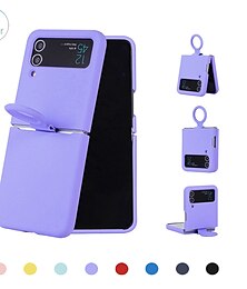 رخيصةأون -جراب هاتف لسامسونج جالاكسي Z Flip 6 Z Flip 5 Z Flip 4 Z Flip 3 جراب فليب بقاعدة حلقة لون ثابت من السيليكون