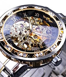 levne -WINNER mechanické hodinky pro Muži Analogové Mechanické manuální natahování Kov Děrování Luxus Klasické S dutým gravírováním Velký ciferník Slitina Nerez Móda Strojové Luxusní