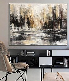billiga -handgjord oljemålning canvas väggkonst dekor abstrakt kniv målning landskap svart för heminredning rullad ramlös osträckt målning