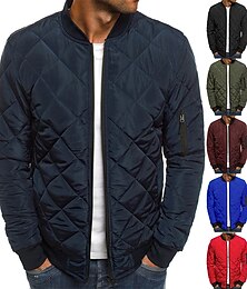 economico -bomber da uomo giacca trapuntata giacca imbottita con diamanti inverno all'aperto grosso varsity volo antivento caldo trench cuciture trapuntate in cotone soprabito esterno cerniera completa campeggio escursionismo caccia pesca