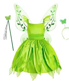 preiswerte -Kinder Mädchen Tinker Bell Kostümkleid Schmetterling Partykleid Performance Party Grün asymmetrisch Kurzarm Kostüm Süß Kleider Frühling Sommer Regular Fit 3-10 Jahre