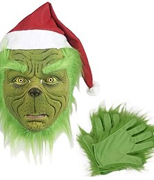 levne -grinch vánoční monstrum hraje kostým. zelené vlasy monstrum se obléká na halloweenské aktivity