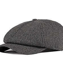 abordables -Hombre Sombrero de la boina Gorra de vendedor de periódicos Negro Caqui Algodón Estampado Sencillo Moda de los años 20 Vacaciones Calle Uso Diario Fin de semana Raya Portátil Comodidad Moda