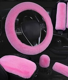olcso -6 db/készlet bolyhos műgyapjú autókormány burkolat szőrös biztonsági öv vállpárnák auto középkonzol kartámasz párnák sebességváltó gomb burkolat kézifék huzat univerzális meleg tél