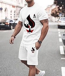 abordables -Homme Impressions Graphiques Poker 2 pièces Ensembles de tees Ensemble short et T-shirt Tenues De T-shirts Manche Courte Col ras du cou Basique Classique Confortable Extérieur Rue Quotidien