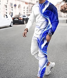 economico -Per uomo Grafico Blocco di colori 2 pezzi Set di felpe 3D Tuta Manica Lunga Pantaloni lunghi Girocollo Streetwear Abbigliamento Sportivo Essenziale Sport & Outdoor Casuale Sportivo Stampato Primavera