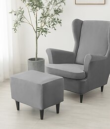 billiga -vingstolsöverdrag set vinrött stretch wingback stol överdrag och ottomansk överdrag, sammet wing rygg stolsöverdrag maskintvättbar fåtölj stolsöverdrag för strandmon stol