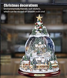 billige -jule vindu klistremerker tre vinter krans vindus klistremerker hjemmedekorasjon krystall tre julenissen snømann roterende skulptur dekorasjoner flyttbar pasta