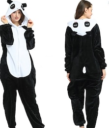 baratos -Adulto Pijama kigurumi Vestuário de Noite Camuflagem Panda Desenho Animado Pijamas Macacão Amuleto Fantasias Ocasiões Especiais Lã Polar Cosplay Para Homens Mulheres Para Meninos Natal Pijamas Animais