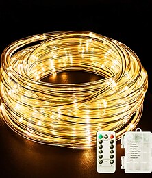 economico -luci della corda del led luci della stringa del led esterno impermeabile ip65 lucine natalizie 30m-300leds 22m-200leds 12m-100leds 7m-50leds 8 modalità dimmerabile a batteria/timer con telecomando per la festa