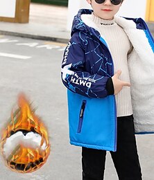 voordelige -Kinderen Jongens Dons bovenkleding Brief Lange mouw jas Buiten Katoen Stoer Dagelijks Rood blauw Groen Herfst Winter 7-13 jaar