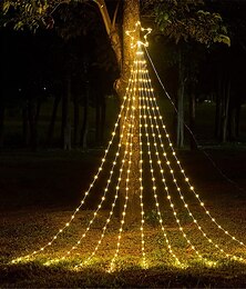 ieftine -Luminile de Crăciun în formă de stea pentru exterior 9X2M 180 LED lumini de zână pentru copaci cu steaua de sus pentru garlandă petrecere în grădină vacanță Crăciun lumini colorate AC220V priză EU
