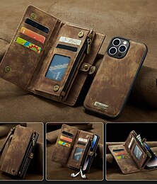 Недорогие -Чехол-кошелек CaseMe из кожи для Apple iPhone 16 15 14 Pro Max 13 12 11 X XR XS Max 8 7 многофункциональный магнитный классический фолио чехол с защитой с держателем для карточек