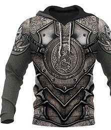 preiswerte -Herren Kapuzenpullover Hoodie Sweatshirt 1 2 3 4 5 Kapuzenpulli Graphic Armor Viking Lace up Casual Daily Holiday 3D Print Sportswear Casual Big and Tall Spring & Fall Clothing Apparel Hoodies