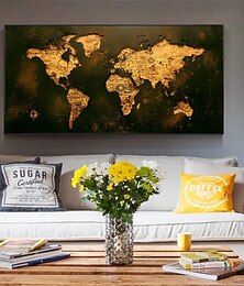 abordables -Impresiones de mapas del mundo, arte de pared, imagen moderna, decoración del hogar, regalo para colgar en la pared, lienzo enrollado, sin marco, sin estirar