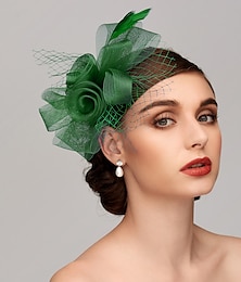 cheap -Elegant Net Mesh Tulle Fascinator Hats Headpiece Clip Headband with Bow(s) Feather Flower Floral 1PC Kentucky Derby Wedding Tea Party Horse Race Cocktail Vintage for Women