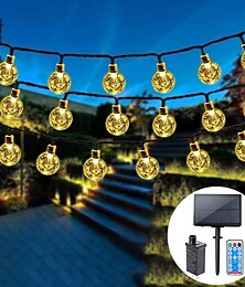 abordables -Cadena de luces LED solares con forma de globo, 10 m/20 m/30 m/50 m, luces acrílicas impermeables para exteriores con control remoto, enchufables para fiestas navideñas,&amp;Decoración de jardín con