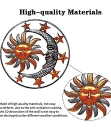 economico -metallo sole luna stella targa da parete figurine decorative indoor outdoor garden wall art decor accessori per la decorazione della casa