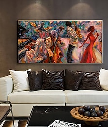 お買い得  -手作りの油絵キャンバス壁アート装飾ヴィンテージフィギュア描画コンサート家の装飾のためのロールフレームレス未延伸絵画