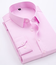 baratos -Homens Saia camisa de botão camisa de colarinho Preto Branco Rosa Manga Longa Tecido Aberto para a Lateral Primavera & Outono Casamento Trabalho Roupa