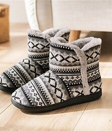 abordables -Pantoufles de bottes pour hommes et femmes en tricot doublées de polaire pantoufles de maison douces et chaudes floues anti-dérapantes bottes de pantoufles avec mousse à mémoire de forme pour noël