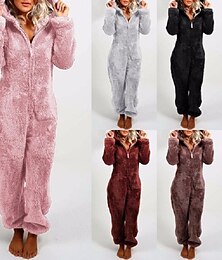 voordelige -fleece s rompertjes draagbare deken dames jumpsuit warme romper nachtkleding eendelige speelpakje loungewear