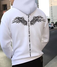 economico -Per uomo Grafico Ali Felpa con Cappuccio Felpe con cappuccio Felpa Natale Essenziale Manica Lunga Con Cappuccio Sport & Outdoor Quotidiano Sportivo Nero Bianco Stampato Primavera Autunno progettista
