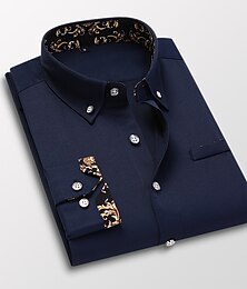 preiswerte -Herren Oberhemd Graphic Grafik-Drucke Stehkragen Schwarz Weiß Rote Königsblau Blau Arbeit Täglich Langarm Button-Down Bekleidung Strassenmode Einfach Brautkleider schlicht Schmaler Schnitt