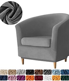 cheap -Velvet Club Chair Slipcovers, Soft Stretch Tub Chair Cover for Living Room and Bedroom, Washable and Removable Armchair Protector, Furniture Protector for Home Decor