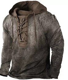 economico -Per uomo Stampe astratte Felpa con cappuccio Felpe Felpa Felpa con cappuccio pullover Manica lunga Felpa con cappuccio Con cappuccio Streetwear Stampa 3D Informale Giornaliero Sport Nero Rosso Lacci