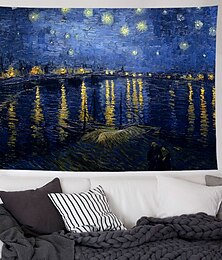 billige -van gogh maleri stor vegg billedvev kunst dekor teppe gardin hengende hjem soverom stue dekorasjon polyester