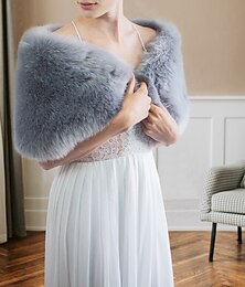 cheap -Faux Fur Wraps Shawls Women's Wrap Pure Elegant Sleeveless Faux Fur Wedding Wraps With Pure Color For Wedding Fall