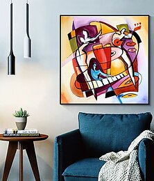 billiga -handgjord oljemålning canvas väggkonst dekoration kandinsky stil postmodern abstrakt för heminredning rullad ramlös osträckt målning