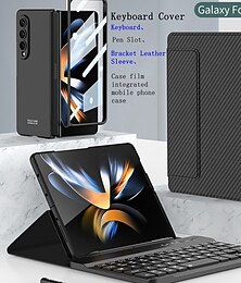 billige -telefon Etui Til Samsung Galaxy Z Fold 5 Z Fold 5 4 3 2 Fuldt etui Aftageligt Med keyboard Læder Ensfarvet PC PU Læder